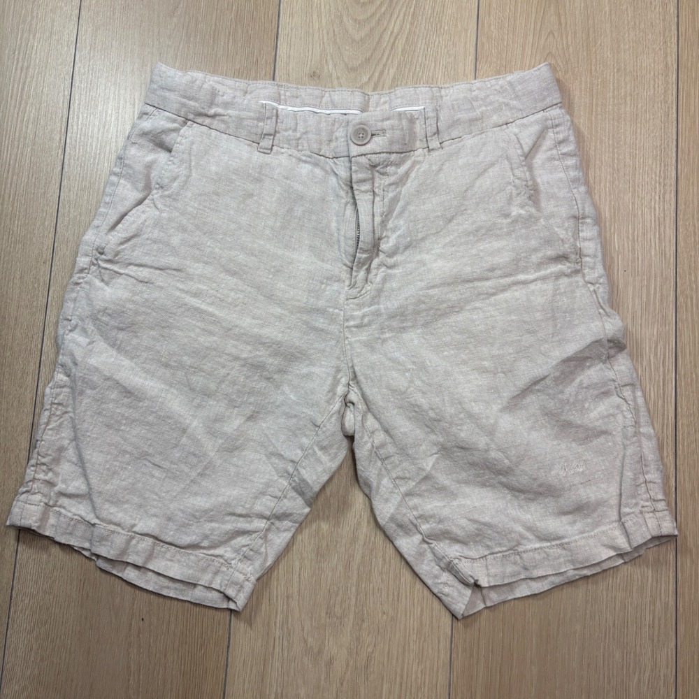 Porter & Ash Mens 100% Linen Shorts Beige Oatmeal Size 29 Summer Casual Beach
